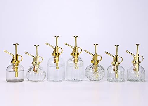 Glass Plant Mister Spray Bottle, 6.5" Clear Glass Water Spray Bottle with Gold Top Pump Small Watering Can, Small Plant Sprayer Mister for Indoor Outdoor House(Clear+Gold E) - Image 7