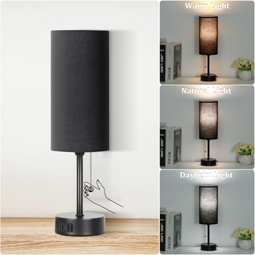 Dott Arts Table Lamp for Bedroom, 3-Color Bedside Lamps with Pull Chain - Image 2