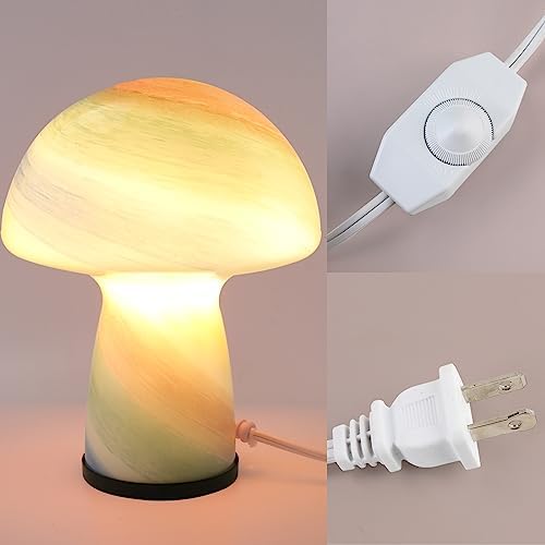 NOTOC Mushroom lamp,Dimmable Glass Table Lamp,Vintage Style Table Lamp,Rainbow Bedside Desk lamp,Cute Table Lamps.（LED Bulbs Included） - Image 6