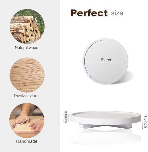 Round Decorative Tray Farmhouse Kitchen Decor Soap Dish, 9" White - Image 5