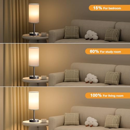 Fenmzee 17.4" Grey Lamp for Bedroom - Dimmable Touch, USB A+C, AC Outlet - Image 5
