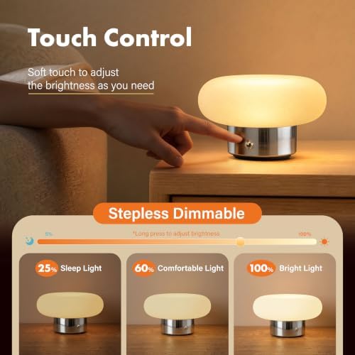 Cordless Table Lamp, Sliver Rechargeable Battery Operated Lamp - Image 3
