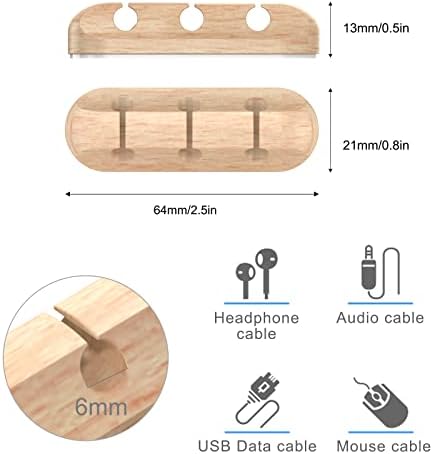 SOULWIT Cable Holder Clips, 3-Pack Cable Management Cord Organizer Clips Silicone Self Adhesive for Desktop USB Charging Cable Nightstand Power Cord Mouse Cable Wire PC Office Home - Wood Grain - Image 3