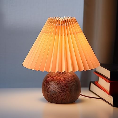KUNJOULAM Small Pleated Table Lamp, Modern Bedside Nightstand Lamp with Coffee Lampshade, Cute Lamp for Bedroom Living Room Home Office Decor with E12 Bulb - Image 6
