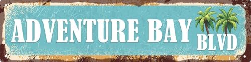 Funny Adventure Bay Blvd Man Cave Accessories Kitchen Signs Farmhouse Wall Decor Vintage Metal Tin Signs Street Signs Home Room Door Decor 4x16 in by LMDDFZS