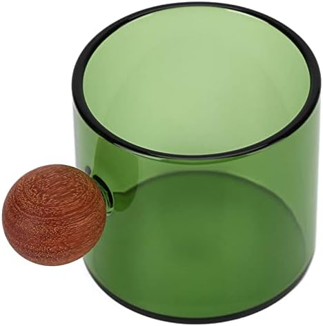 Kikumi Heat Clear Glass Coffee Cup with Wooden Ball Handle for Office Bar Party (Green) - Image 4