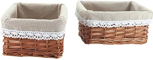 INGWILLOW 3Pcs Small Rectangular Wicker Storage Basket for Shelves - Image 3