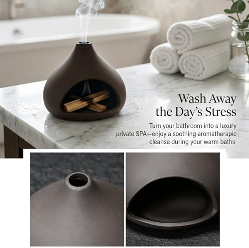 EATAKWARD Ceramic Brown Palo Santo Incense Holder, Mini Chimney Design for Burning Sticks and Sage, Suitable for Meditation and Relaxation Spaces (StyleC) - Image 7