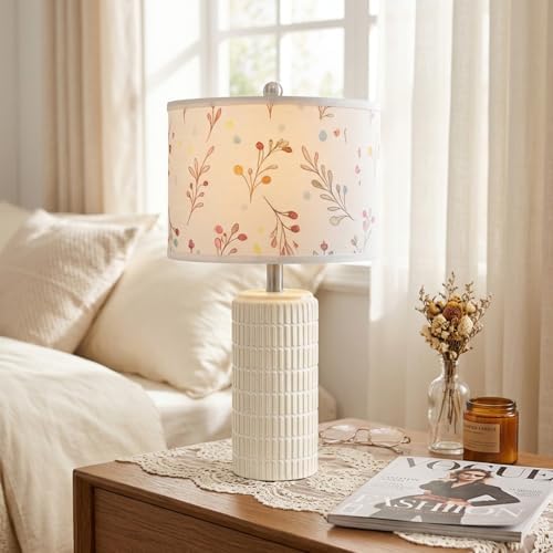 PoKat 23'' Table Lamp with Flower Lampshade for Night Stands, Birthday Gifts for Women Mom, House Warming Gifts New Home Decor, Ceramic Lamp for Living Room, Modern Bedroom Lamp for Nursery - Image 4
