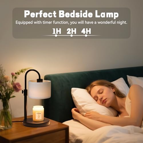 FINCMY Candle Warmer Lamp with Timer, Adjustable Height Candle Wax Warmer Candle Lamp Warmer for Jar Candles, Home Decor House Warming Gifts Compatible with Various Candles (White) - Image 3