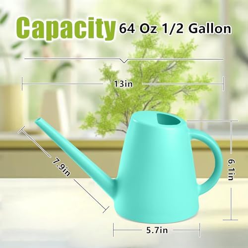 ZXJ Plant Watering Cans for Indoor and Outdoor Home Garden Plants - with Long Spout - SkyBlue - 1/2 Gallon - Image 2