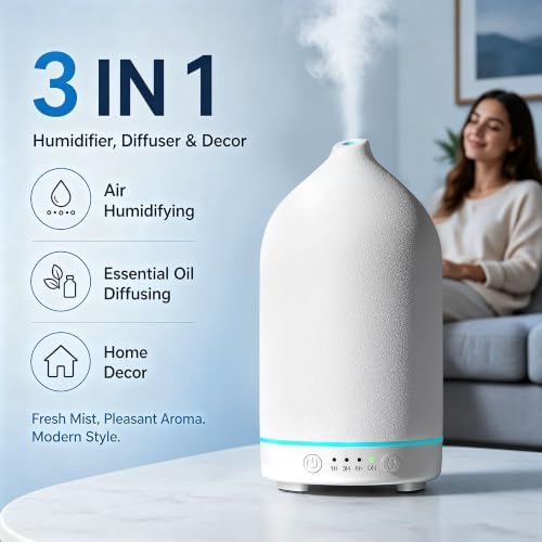 Gooamp 200ML Ceramic Essential Oil Diffuser for Home, Stone Diffuser - Image 4