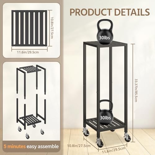 LASZOLA Plant Stand Shelf Indoor Outdoor Tall Corner, 2 Tier Metal Black - Image 2
