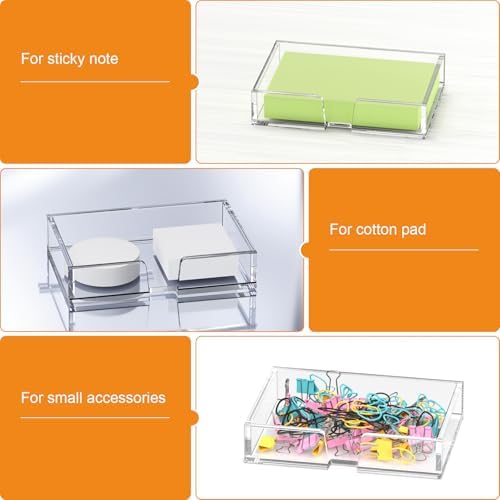BEEGO Sticky Note Organizer - 4x6 in Crystal Clear Acrylic Notepad Holder & Dispenser for Dorm Room Office Desk Organization - Image 7
