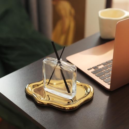 Jewelry Dish Trinket Tray for Women, Ring Dish Holder, Unique Cloud Shape Ceramic Plate Cute Things Vanity Aesthetic Room Decor Mother's Day Birthday (Gold) - Image 6