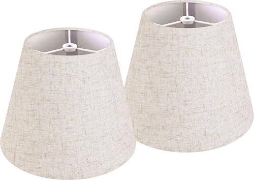 GO&SO Small Mini Oatmeal Linen Lamp Shades Set of 2,5"×9"×6.4" Beige Bell by GOSO