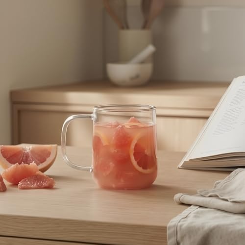 Aquach 16oz Glass Cups with Handle Set of 2, Clear Borosilicate Latte Mugs - Image 7