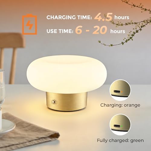 Cordless Table Lamp, Rechargeable Battery Table Lamp,2700K Warm Light, Gold - Image 3