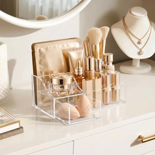 HBlife Acrylic Desk Organizer with Drawer, Pen & Pencil Holder, Multifunctional Desktop Caddy for Office Supply and Organization (Clear, 2 Pack) - Image 7