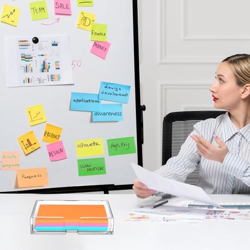 BEEGO Sticky Note Organizer - 4x6 in Crystal Clear Acrylic Notepad Holder & Dispenser for Dorm Room Office Desk Organization - Image 2