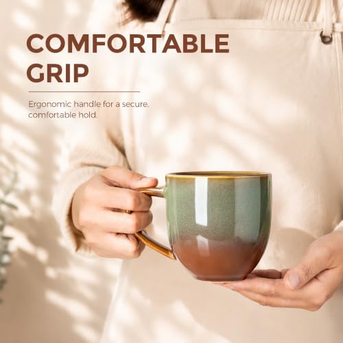 theterra Ceramic Coffee Mugs Set of 6, 12 oz Coffee Cups with Handle - Image 7