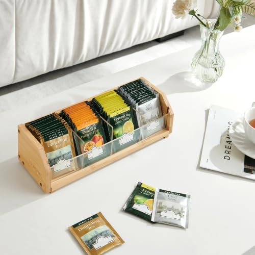 TIOPGHAD Small Bamboo Tea Bag Organizer, Tea Box Storage Holder, Natural - Image 5