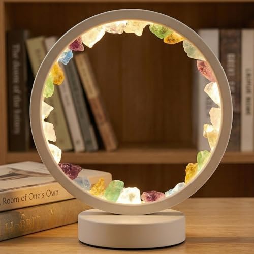 Runyansghi Chroma Gravel Night Lamp 8.6" Natural Healing Crystal Bedside Lamp USB Port 3 Colours Dimming Mode Bedroom Lamp Suitable Night Light for Living Room Bedroom Office Home Decor Ideal Gift - Image 2