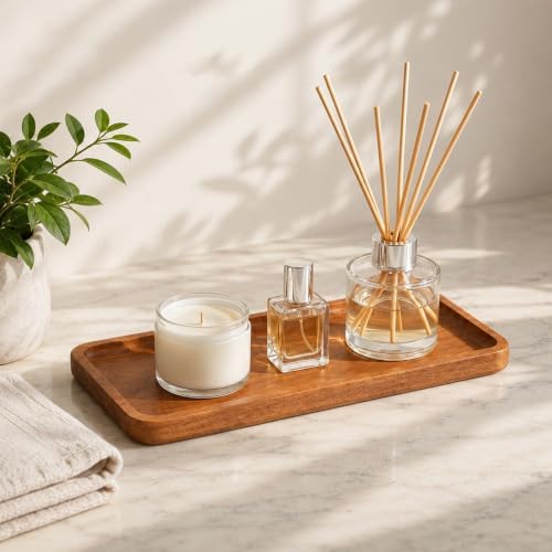 cobee Small Acacia Wooden Tray, 11.5'' Bathroom Vanity Tray for Counter - Image 7
