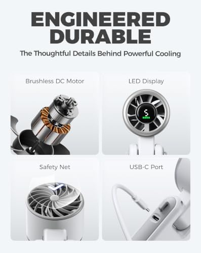 Diveblues Portable Handheld Turbo Fan, 5 Gear Wind, Battery Operated, Up to 12 Working Hours, 3 IN 1 Hand Fan with Air Turbo Tech Cooling Fan for Outdoor Activities, Travel, Working, Silvery white - Image 6