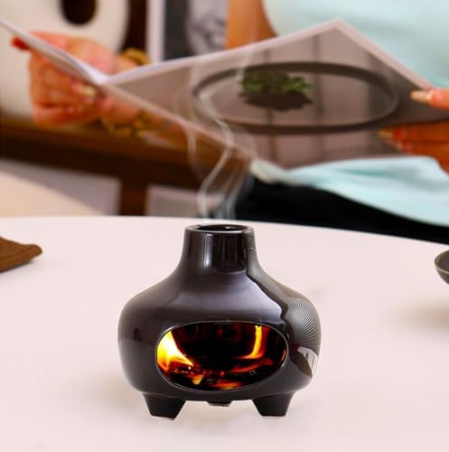 Black Ceramic Palo Santo Burner Cone Incense Holder for Wood Sticks - Image 6