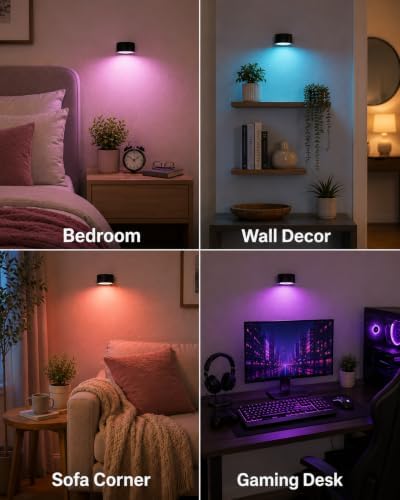 RGB Wall Sconces, Rechargeable Magnetic Lights with Remote, 1 Pack - Image 5