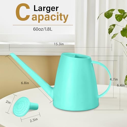 Plastic Watering Can - for Indoor and Outdoor House Plant Garden - with Long Spout - 1/2 Gallon - SkyBlue - Image 2