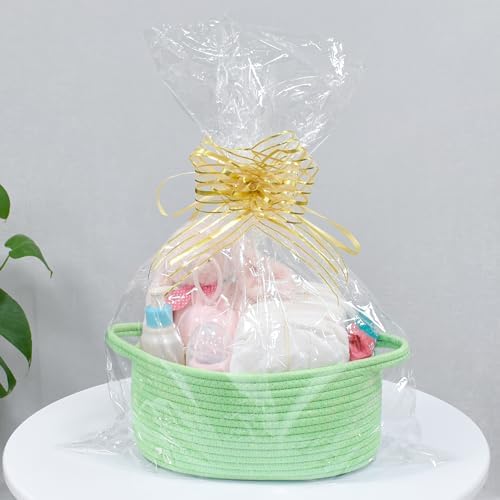 ABenkle Small Basket with Handles, Boho Decorative Rope Woven Dog Cat Toy Storage Bin Shelf Storage Organizer, Easter Christmas Gift Basket, 12"x8"x5" - Image 3