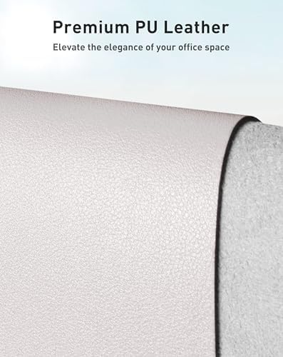 Aothia Faux Leather Desk Mat - Large Mouse Pad, Non-Slip PU Leather Blotter, Waterproof Writing Surface for Office and Home (Pale Lavender White, 63" x 24") - Image 2