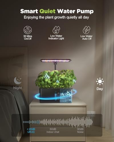 URUQ 8 Pods Hydroponics Growing System with LED Grow Light - Black - Image 3