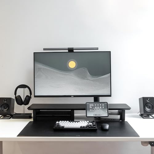 Raico Desk Cockpit Shelf Monitor Stand System Dual Screen Setup Wood Large Desk Accessory Organizer Unit (Black Wood, Medium v2 | 36 Inches) - Image 2