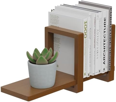 100% Solid Wood Adjustable Desktop Bookshelf, Retro Tabletop Bookshelf, Desk Shelf for Living Room, Home, Office, Perfect for Magazine, Books, Cookbooks, No Tools Required to Assemble (Walnut Brown) - Image 4