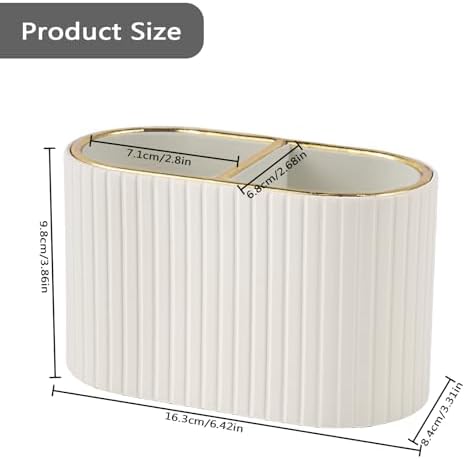 PU Leather Desk Organizer,Pen Holder,Small Remote Control Holder Pencil Cup Multifunctional Nightstand Organizer Caddy for Home School Office Desk Accessories,2 Compartments (Cream White) - Image 3