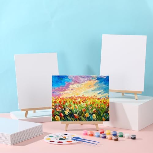 MotiMind 36 Pcs 8 x 10 Mini Canvas and 9" Easel Set Bulk for Paint Party - Image 3