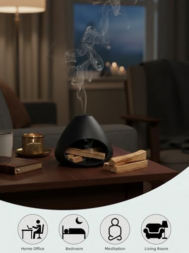 Ceramic Palo Santo Holder, Modern Incense Burner, Smudge Bowl (Black) - Image 6