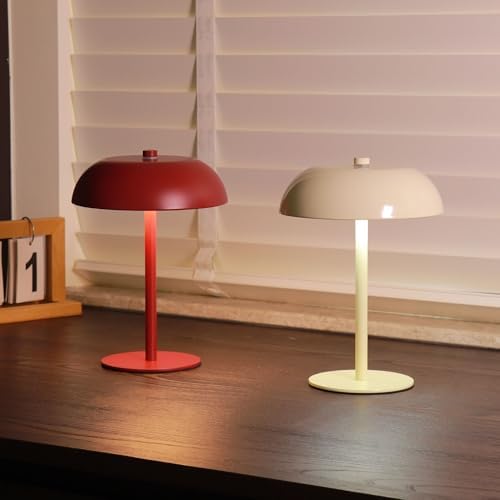 Cordless LED Mushroom Table Lamp, 5200mAh Battery, Dimmable 3 Color, White - Image 2