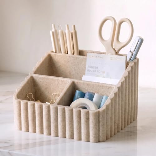 Modern Desk Organizer-Aesthetic Desk Organizer-Beige office supplies by DoveeDosa
