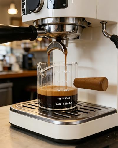 Espresso Measuring Cup 4 Oz, Espresso Glass Cups with Wood Handle, Milk Frothing Cup, Espresso Cup for Coffee, Milk, Tea or Maple Syrup Serving (Transparent, 4 oz) - Image 6