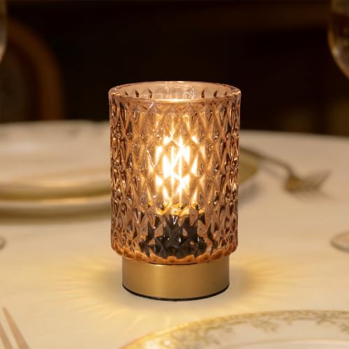 LUSHARBOR Battery Operated Lamp with Timer, Small Cordless Table Lamp Amber by LUSHARBOR
