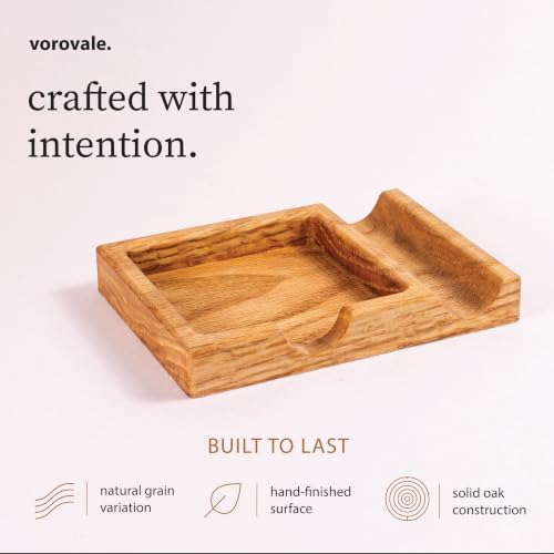 Handcrafted Solid Oak Desk Organizer, Wood Tray for Notes and Pens - Image 4