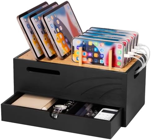 Cozivolife Bamboo Charging Station for Multiple Devices, 12.9" with Drawer by Cozivolife