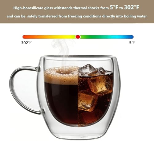 DINGPAI 4 Pack Double Wall Glass Coffee Mugs, 8oz Borosilicate Glass Mug - Image 5