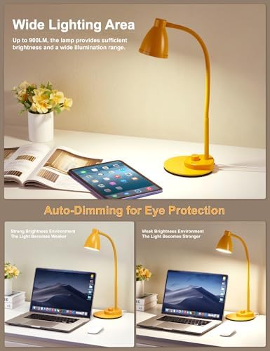 BOHON LED Desk Lamp with USB Charging Port 3 Color Modes Fully Dim, Yellow - Image 5