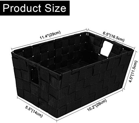 Woven Black Storage Baskets Shelf Tote Boxes Container, Durable Storage Organizer Bins with Built-in Handles for Bedroom, Office, Closet, Kids Room, Nursery, 3-Pack,11.4”x 6.5”x 4.5” - Image 4