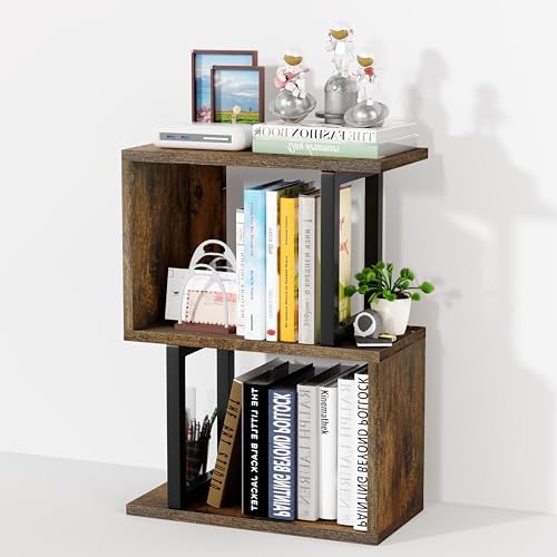 Desk Organizer & Desk Hutch Shelf, Wood, Rustic Brown by FOFARY